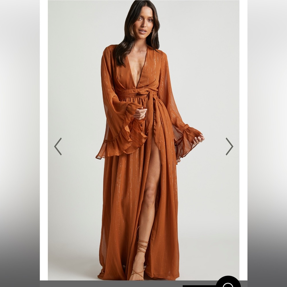 Show moo Dangerous Women Maxi Dress in Rust